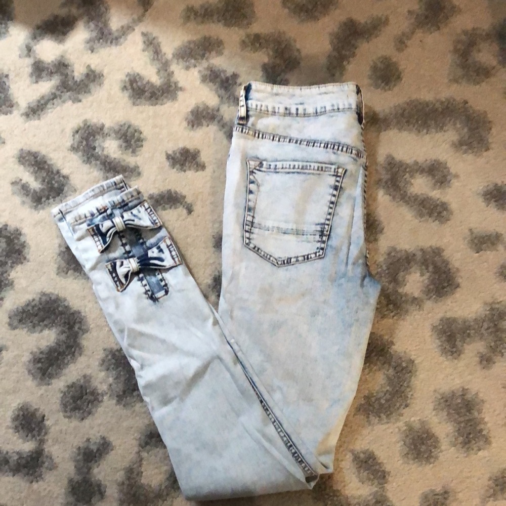 Kendall & Kylie High Rise Skinny Jeans with Bows